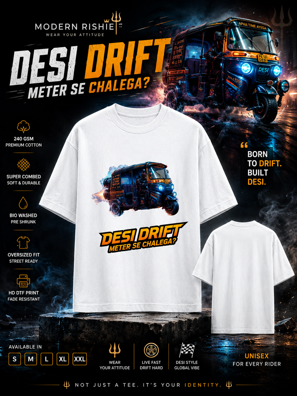 Desi Drift: Meter Se Chalega? Cyberpunk Tee 🛺